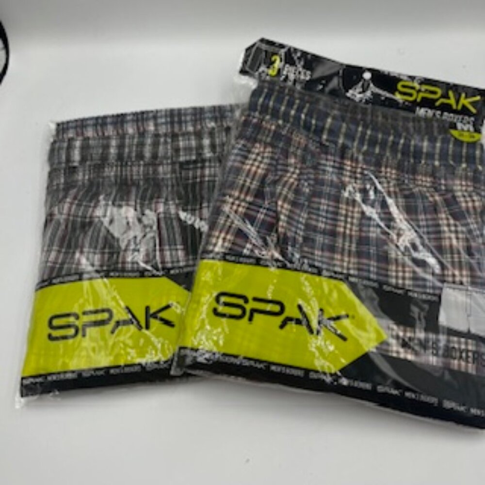 NEW Spak Men’s Boxers 3 Pack‎ Plaid Size Medium 32-34 NWT